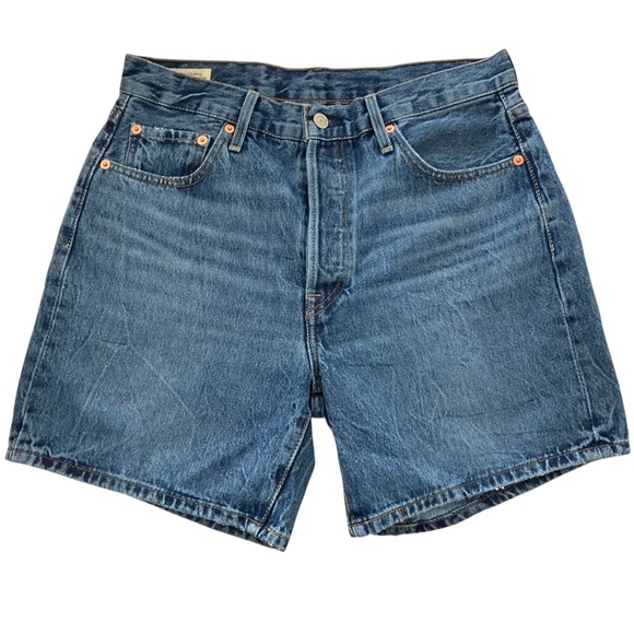 LEVI'S 501 Premium Denim Shorts Classic Blue Wash - Picture 1 of 9